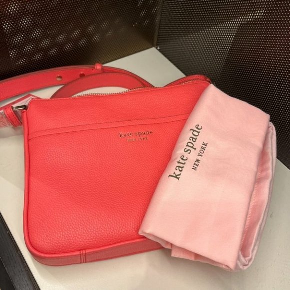 Kate Spade Run around medium crossbody Pebble Leather Peach PXR00405 - Picture 10 of 12